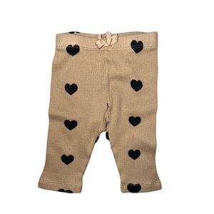 3/$25 🍄 GAP Beige Heart Waffle Knit Baby Pants Size 0-3 Mos